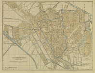 214061 Plattegrond van de stad Utrecht, met weergave van het stratenplan met namen, bebouwing, wegen, watergangen, ...